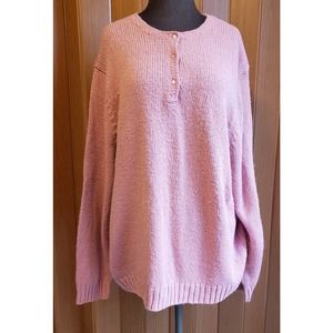 Leon Levin size 2XL pink hand loomed pullover sweater